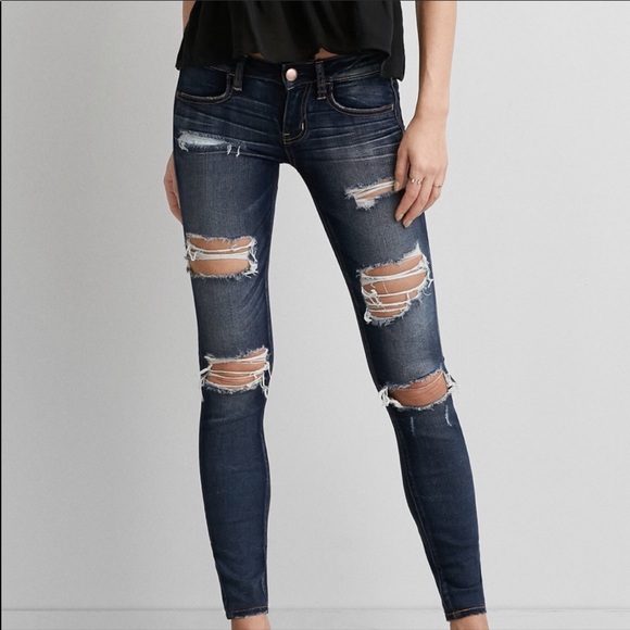 American Eagle Outfitters Denim - American Eagle Super Low Jegging Y2K Distressed 2